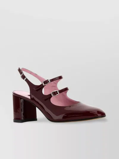 Carel Paris Leather Block Heel Double Strap Pumps