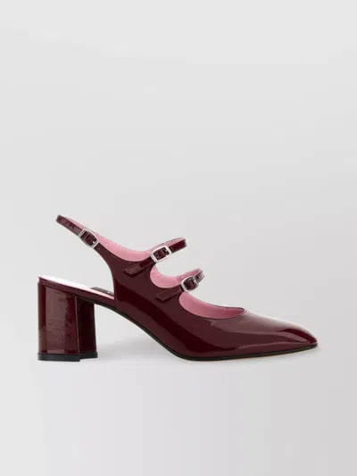 Carel Paris Leather Block Heel Double Strap Pumps