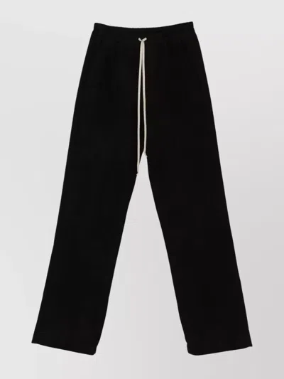 Rick Owens Relaxed Fit Black Trousers With Drawstring Waistband In Black