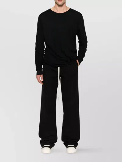 Rick Owens Relaxed Fit Black Trousers With Drawstring Waistband In Black