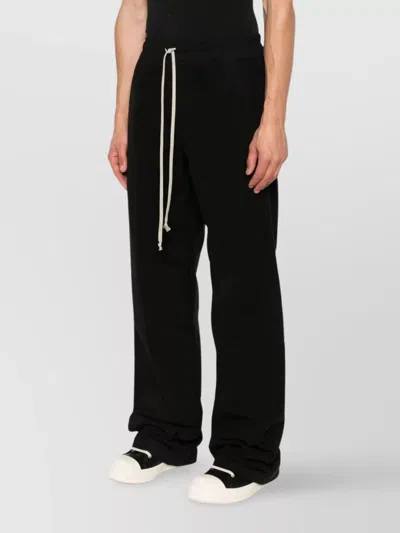 Rick Owens Relaxed Fit Black Trousers With Drawstring Waistband In Black