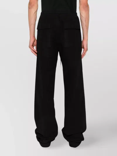 Rick Owens Relaxed Fit Black Trousers With Drawstring Waistband In Black