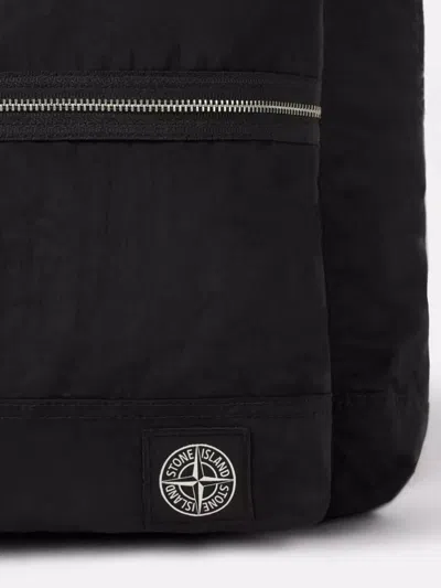Stone Island Adjustable Strap Logo Backpack With Multiple Pockets
