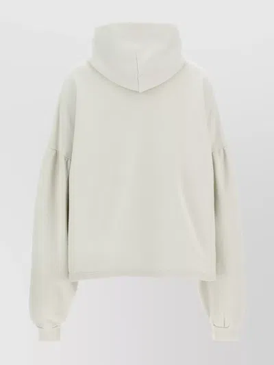 Balenciaga Logo Cropped Hoodie With Dropped Shoulders In Neutral