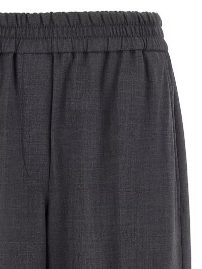 Brunello Cucinelli Wool Trousers With Elastic Waistband And Wide Leg In Black