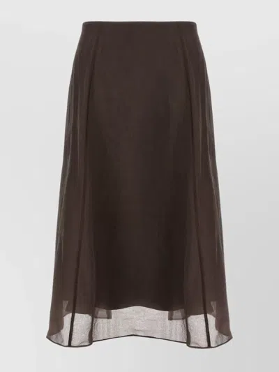 Brunello Cucinelli Sheer Overlay A-line Silhouette Skirt