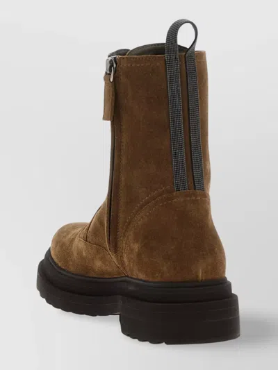 Brunello Cucinelli Suede Combat Boots Monile