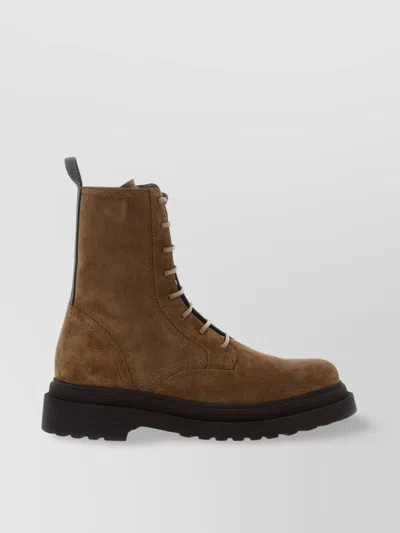 Brunello Cucinelli Suede Combat Boots Monile
