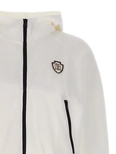 Brunello Cucinelli Hooded Sweatshirt With Ribbed Cuffs And Side Zip Pockets In White