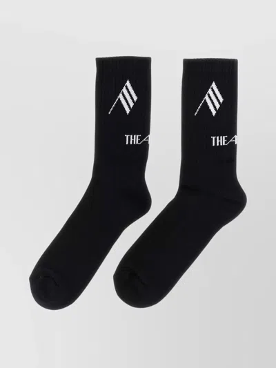 Attico Branded Mid-calf Ribbed Socks In Black