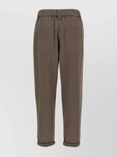 Brunello Cucinelli Elastic Waistband Trousers With Pockets And Loops In Brown