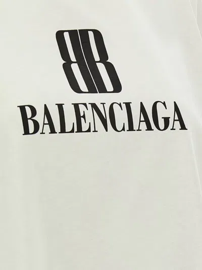 Balenciaga Cropped Logo T-shirt Short Sleeves In Neutral