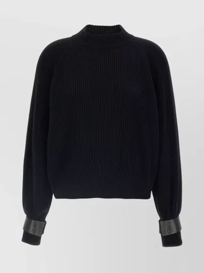 Brunello Cucinelli Ribbed High Neck Sweater With Cuffed Sleeves
