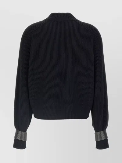 Brunello Cucinelli Ribbed High Neck Sweater With Cuffed Sleeves