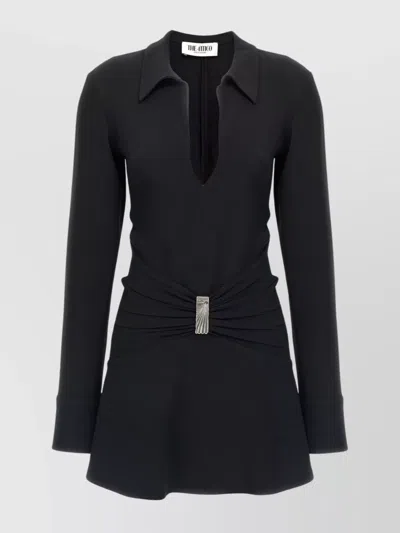 Attico Mini Dress With Deep V-neck In Black