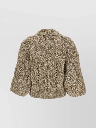 Brunello Cucinelli Short-sleeved Cardigan Sweaters And Cardigans Beige