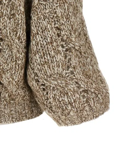 Brunello Cucinelli Short-sleeved Cardigan Sweaters And Cardigans Beige