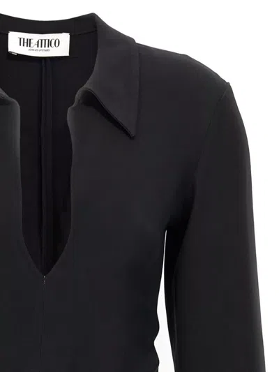 Attico Mini Dress With Deep V-neck In Black