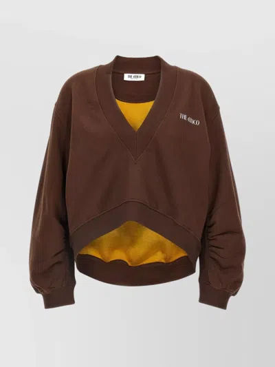 Attico 3d Logo V-neck Sweatshirt With Ribbed Cuffs And Hem
