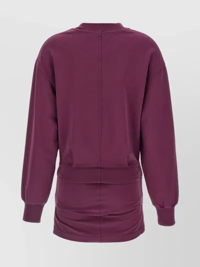 Attico Ruched Cotton-blend Fleece Minidress In Purple