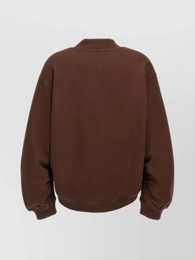 Attico 3d Logo V-neck Sweatshirt With Ribbed Cuffs And Hem