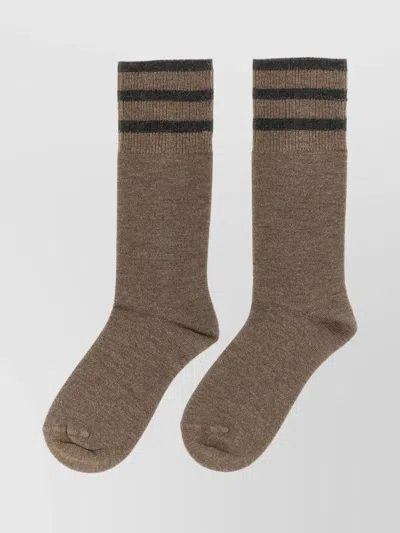Brunello Cucinelli Shimmering Striped Mid-calf Socks