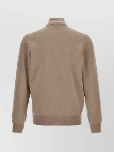 Brunello Cucinelli Zipper Cardigan High Collar In Brown