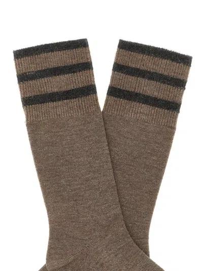 Brunello Cucinelli Shimmering Striped Mid-calf Socks