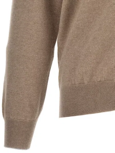 Brunello Cucinelli Zipper Cardigan High Collar In Brown