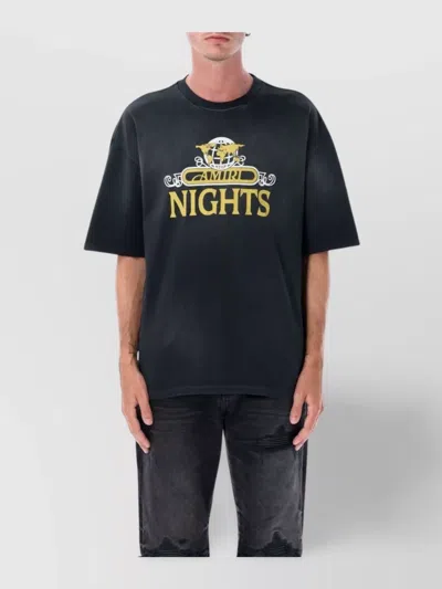 Amiri Night Graphic Print Crew Neck Short Sleeves In Black