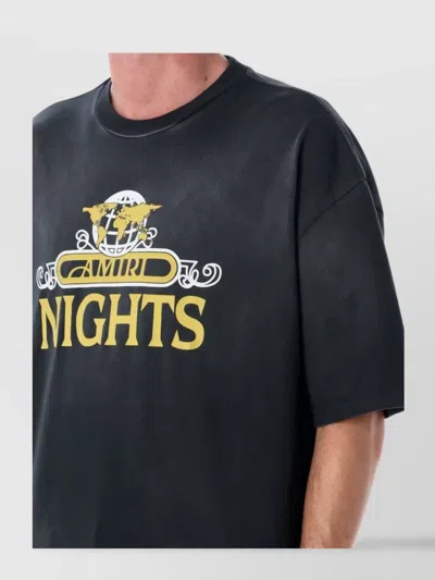 Amiri Night Graphic Print Crew Neck Short Sleeves In Black