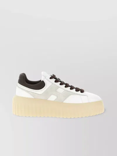 Hogan Striped Sneakers With Padded Collar And Contrasting Sole