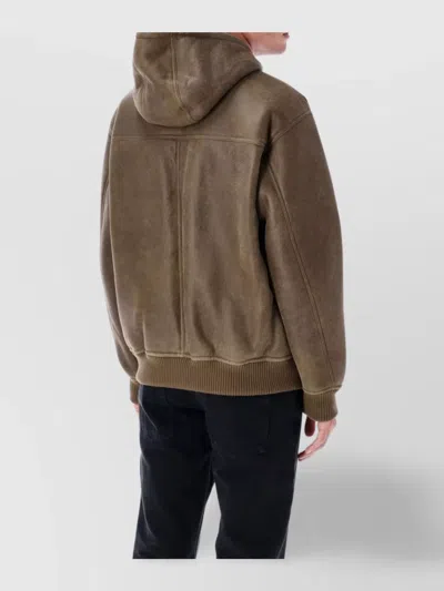 Emporio Armani Lamb Shearling Oversized-fit Blouson In Brown
