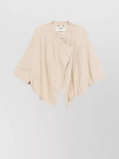 Fendi Chambray Denim Ruffled Capes In Neutral