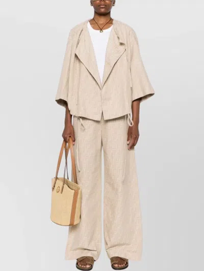 Fendi Chambray Denim Ruffled Capes In Neutral