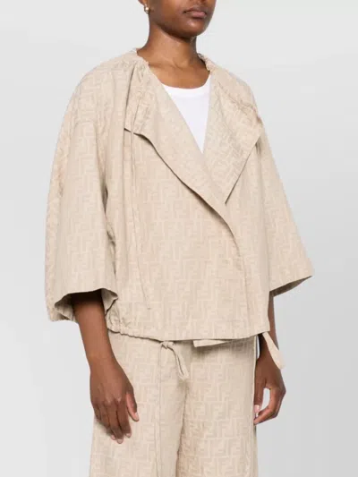 Fendi Chambray Denim Ruffled Capes In Neutral