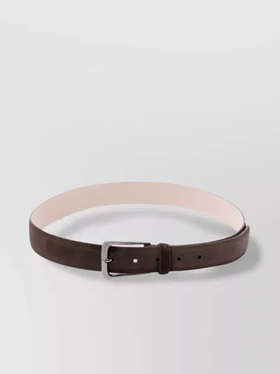 Brunello Cucinelli Leather Belt With Adjustable Length And Metal Buckle In Brown
