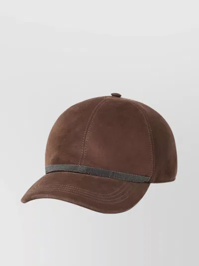 Brunello Cucinelli Women Suede Leather Baseball Cap In Brown