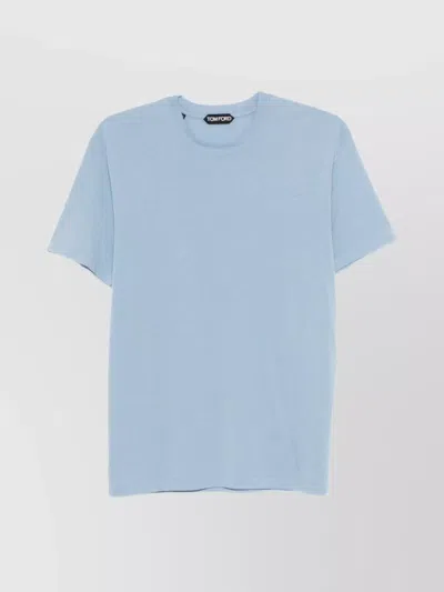 Tom Ford Crew Neck Cotton Blend T-shirt In Blue
