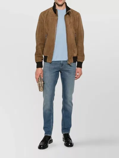 Tom Ford Crew Neck Cotton Blend T-shirt In Blue