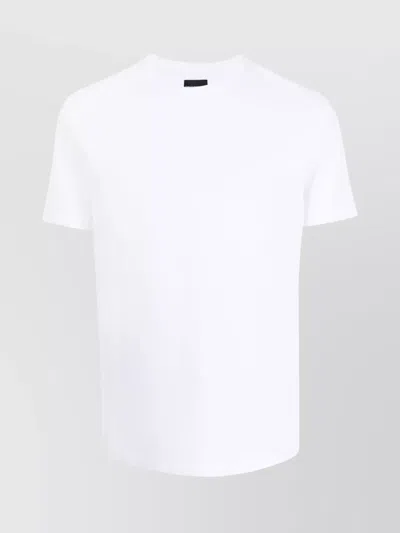 Emporio Armani White Logo Embroidery T-shirt In White