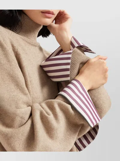 Brunello Cucinelli Light Brown Cashmere Turtle-neck Sweater In Neutral