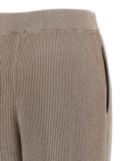 Brunello Cucinelli Ribbed Texture Trousers Elasticated Waistband In Neutral