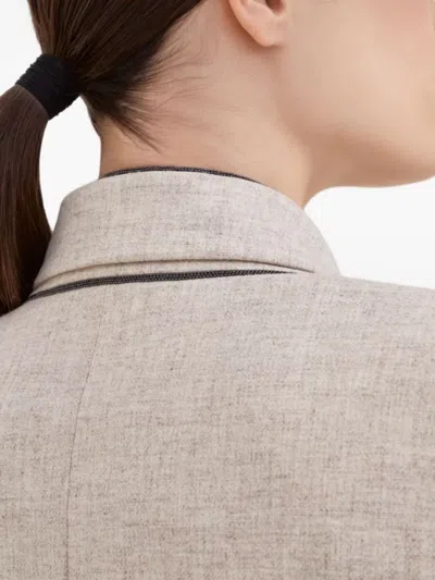 Brunello Cucinelli Wool Double-breasted Jacket With Peak Lapels In Neutral