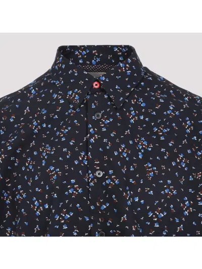 Paul Smith Men's Regular Fit Shirt With All-over Print In Blue