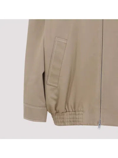 Marni Hooded Jacket With Embroidered Detail And Elasticated Hem In Brown