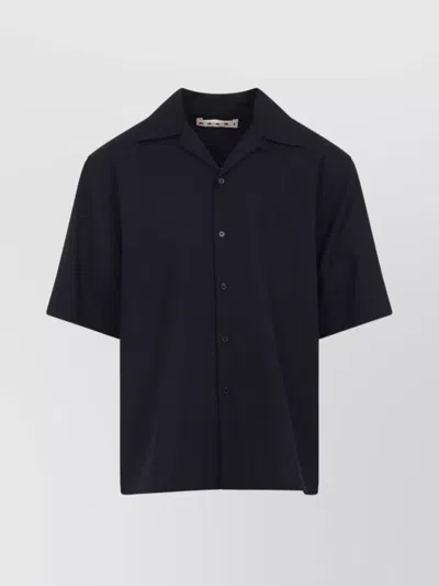 Marni Pocketed Short Sleeve Shirt With Spread Collar In Black