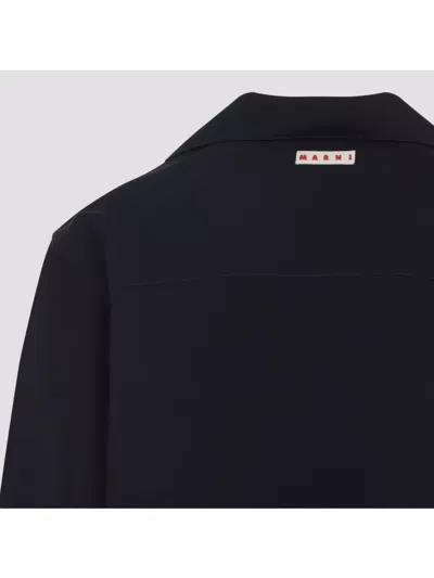 Marni Pocketed Short Sleeve Shirt With Spread Collar In Black