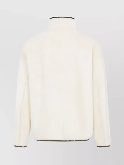 Marni Fleece Bomber Jacket With Zip-up Closure In White
