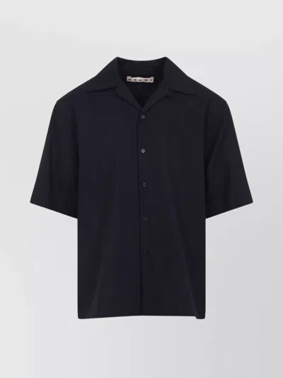 Marni Pocketed Short Sleeve Shirt With Spread Collar In Black